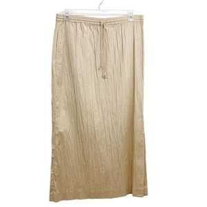 Bernard Zins Paris 12 Diva Cotton Pleated Maxi Skirt Drawstring Slit Pocket